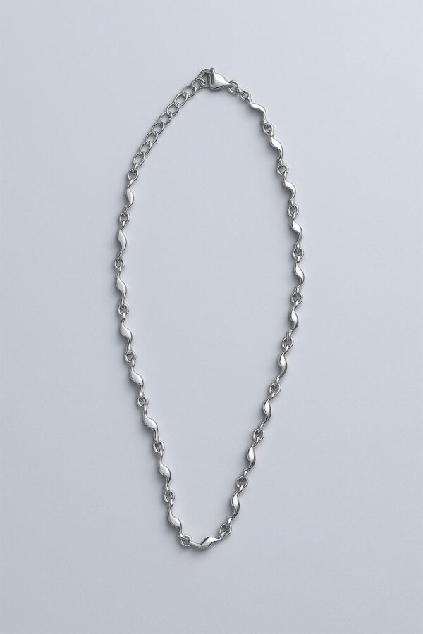 Silver Wave Link Chain Necklace